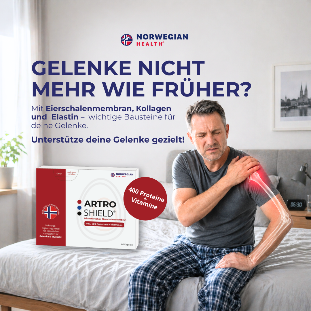 Problem Agitation — "Gelenke nicht mehr wie früher?" Red-glow shoulder pain, named.